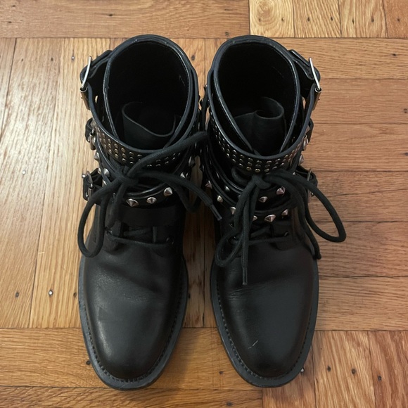 Saint Laurent size 6 /36 black studded combat boots - Picture 3 of 5